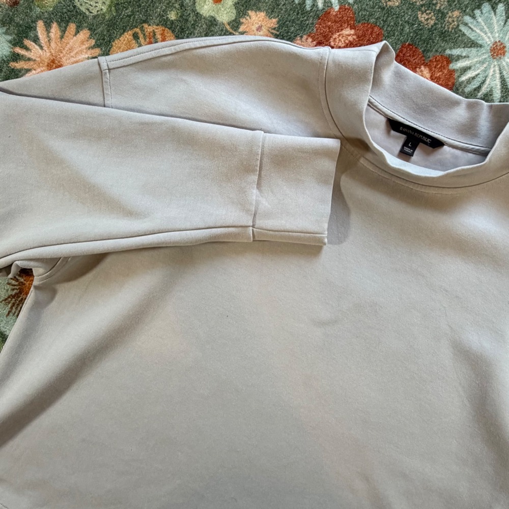 Banana Republic Mens Mock Neck Scuba Sweatshirt Gray‎ Large Relaxed Fit Pullover